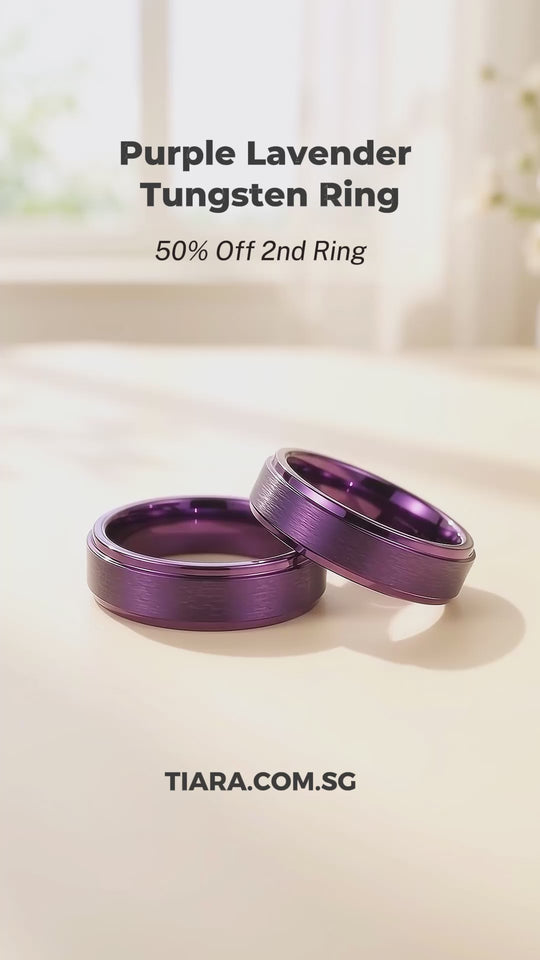 Purple Lavender | Tungsten Couple Rings | Purple Wedding Bands