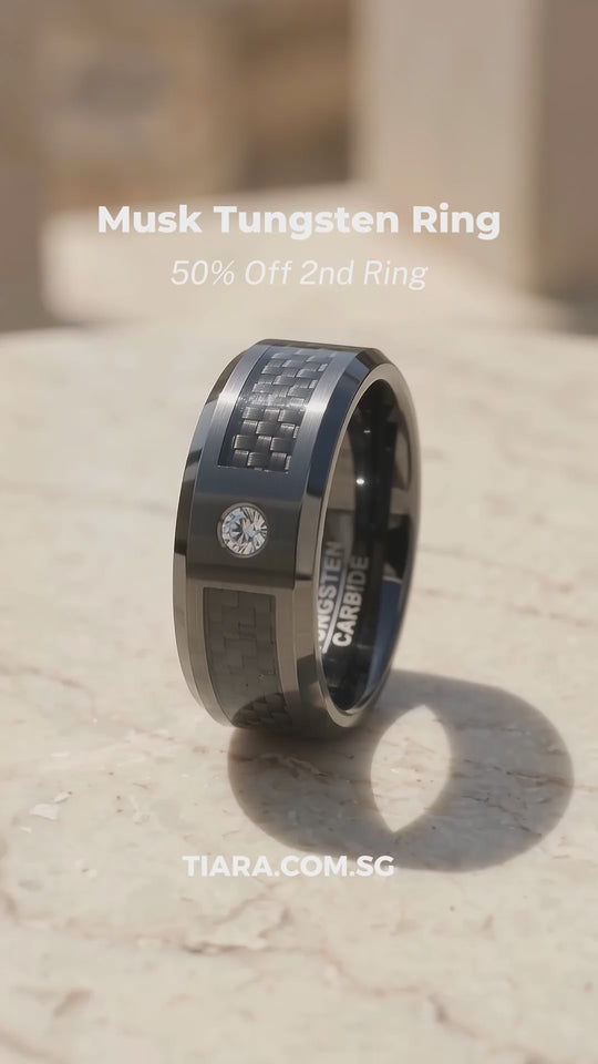 Musk | Black Carbon Fibre Tungsten Carbide Ring (Last)
