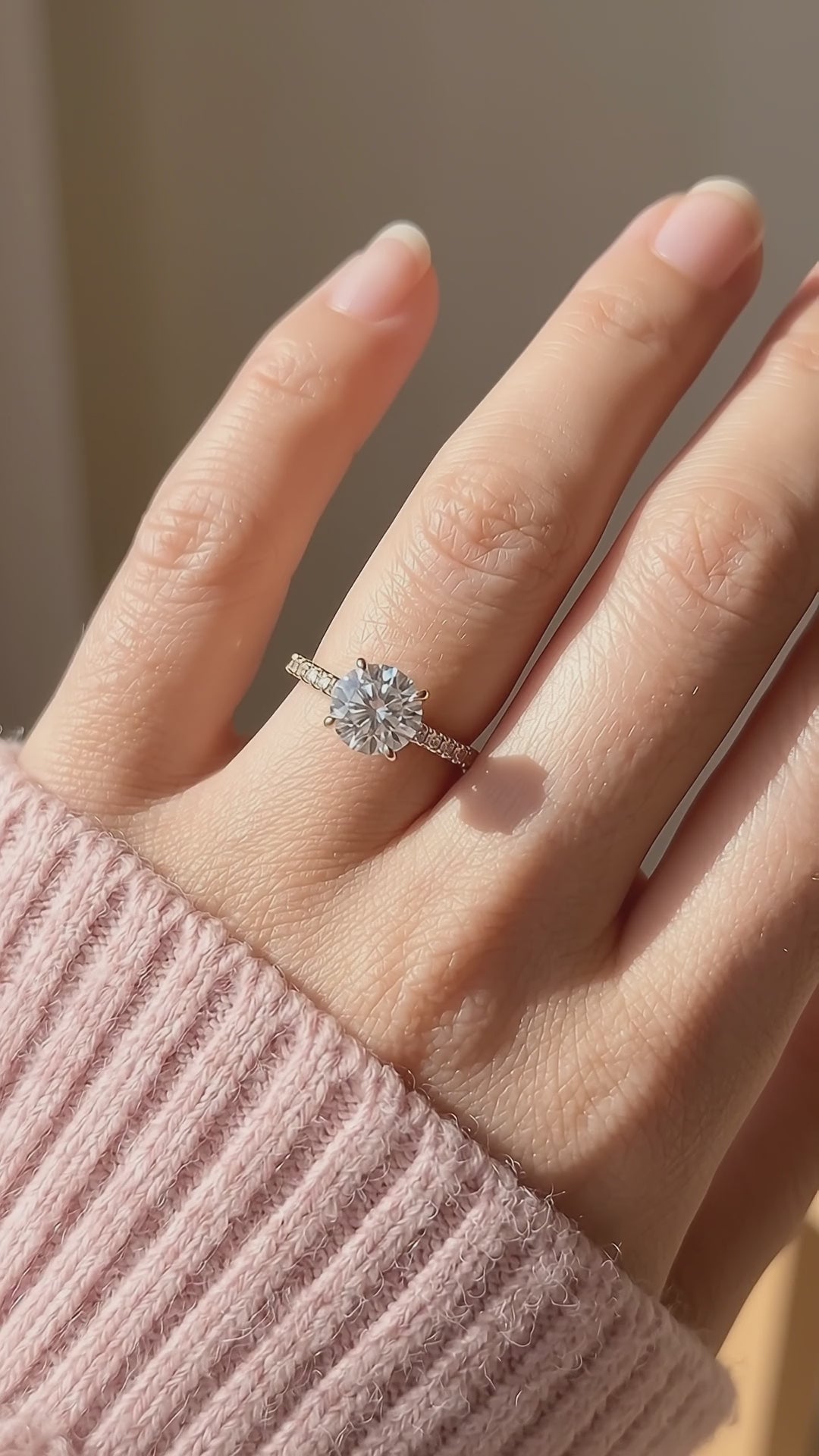 Round Moissanite Pavé Band Ring | 925 Sterling Silver | PRM7209
