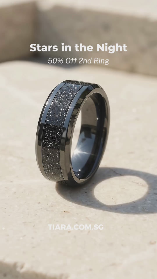 Stars in the Night Glitter Inlay Tungsten Carbide Ring | Men&