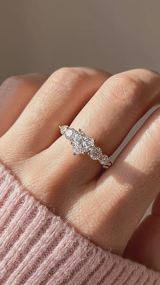 Five-Stone Heart Moissanite Ring | 925 Sterling Silver | PRM7223