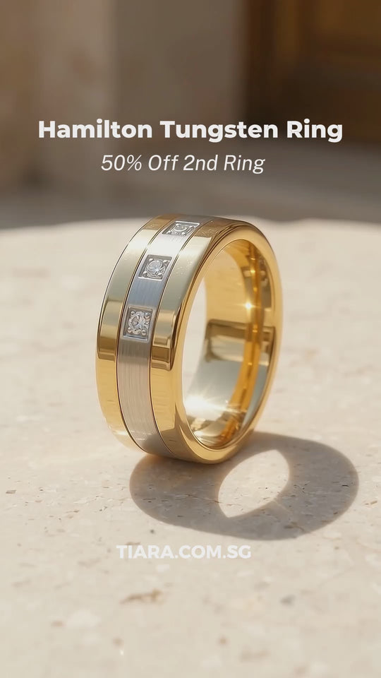 Hamilton Two-Tone Triple Stone Tungsten Carbide Ring | Men&