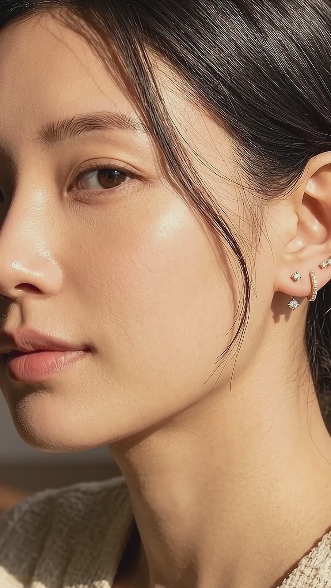 Curved Stud, Pave Huggie and Drop Ear Jacket Earrings Set (3 Pairs) | Luxe3782