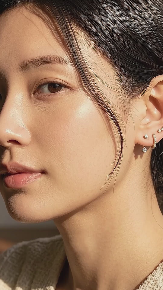 Curved Stud, Pave Huggie and Drop Ear Jacket Earrings Set (3 Pairs) | Luxe3782