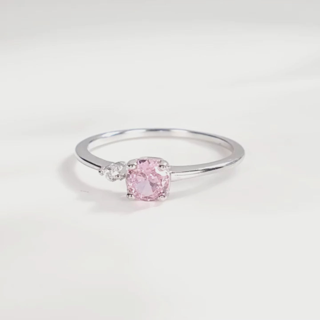 Prm7129: The Pink Blossom Solitaire Ring