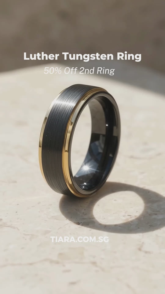 Luther | Brushed Black Gold Tungsten Carbide Ring | Men&