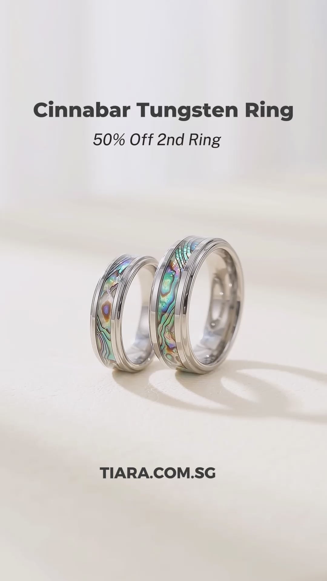 Cinnabar | Tungsten Couple Rings | Silver Opal Wedding Bands