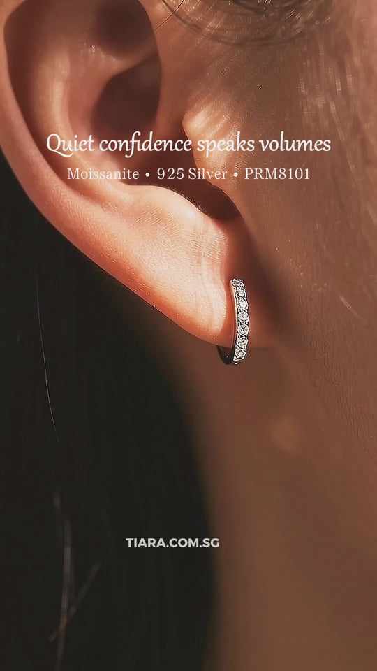 Classic Pavé Eternity Huggie Earrings | Moissanite | 925 Sterling Silver | Prm8101