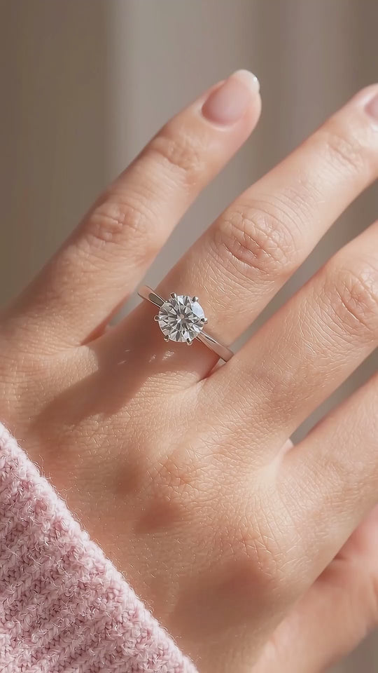 1 Carat Moissanite Solitaire Ring | 925 Sterling Silver | PRM7118