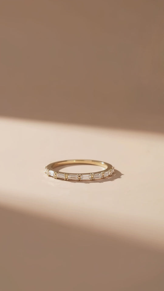 Baguette Moissanite Half-Eternity Band Ring | 925 Sterling Silver | PRM5045