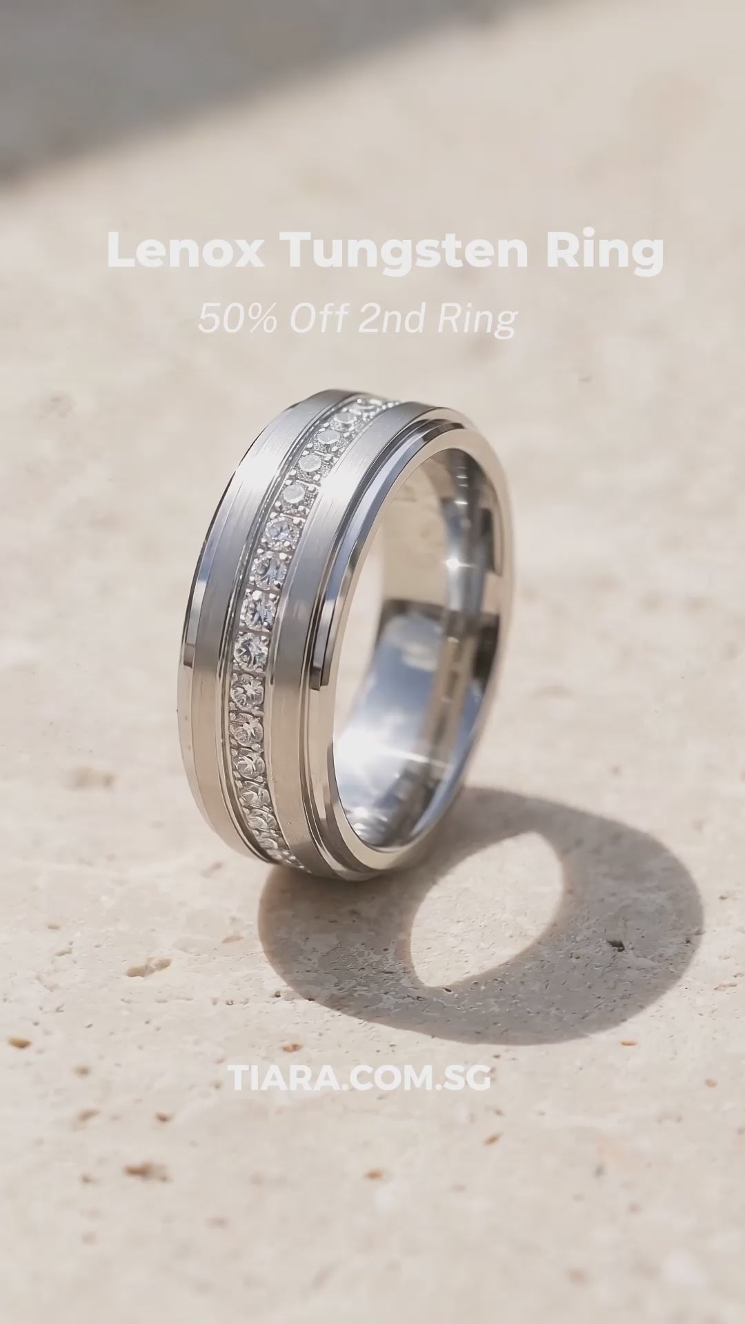 Lenox Brushed Eternity Tungsten Carbide Ring | Men&