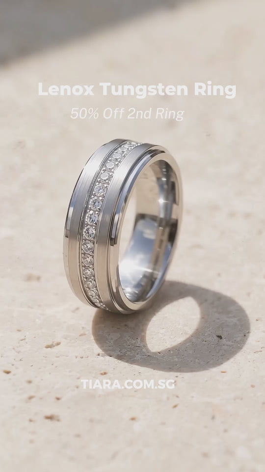 Lenox Brushed Eternity Tungsten Carbide Ring | Men&