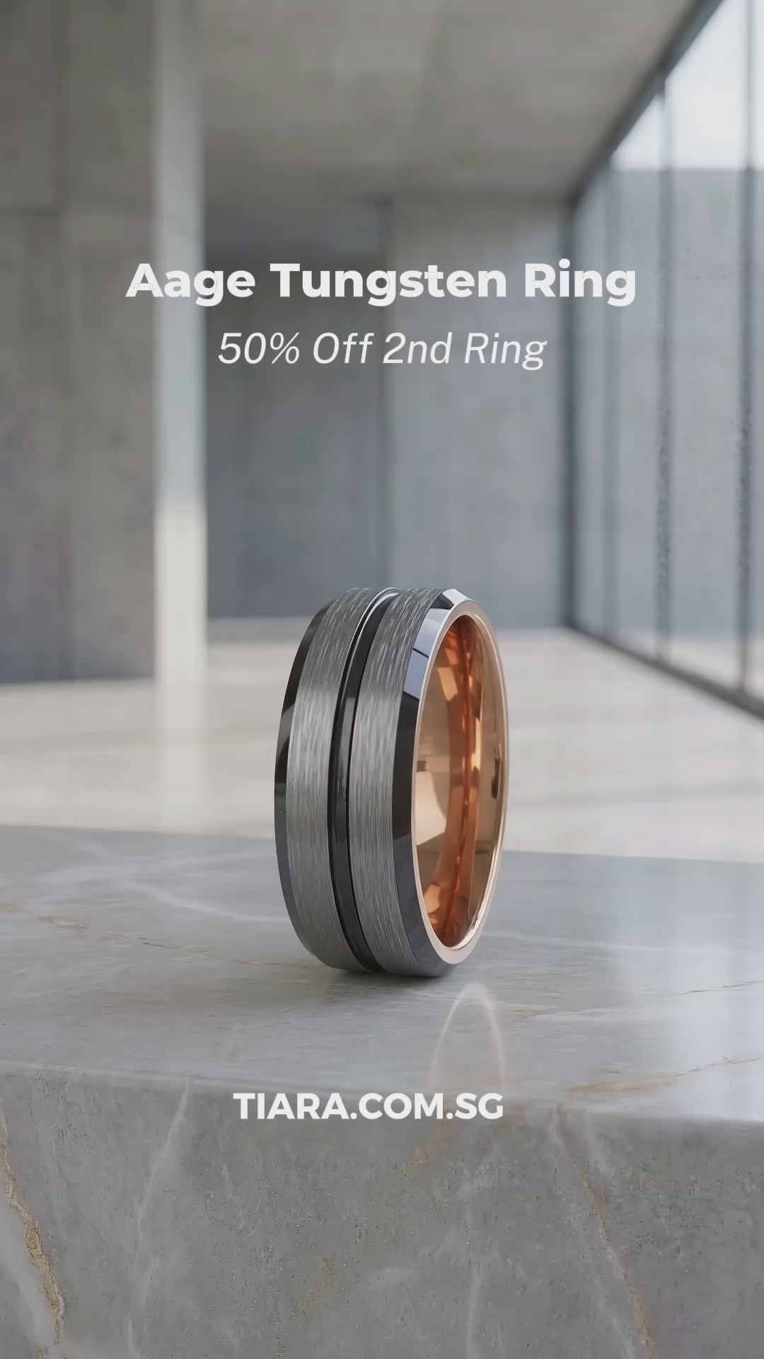 Aage | Brushed Silver Grooved Tungsten Carbide | Men&