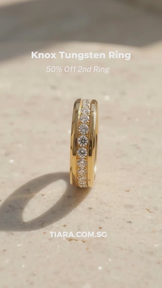 Knox Polished Gold Eternity Tungsten Carbide Ring | Men&