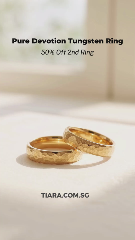 Pure Devotion | Tungsten Couple Rings | Gold Wedding Bands