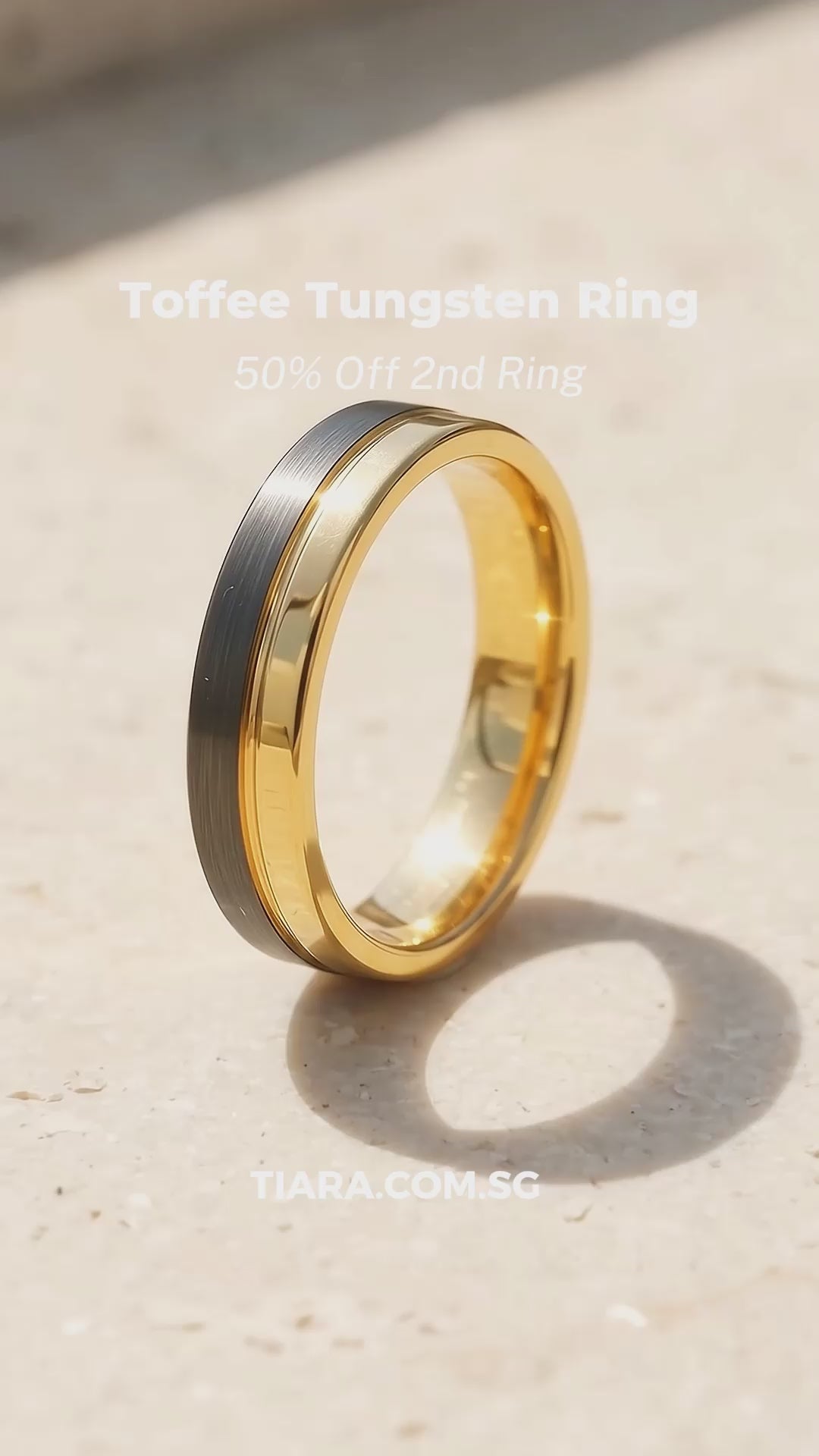Toffee | Asymmetrical Brushed Dual Tone Tungsten Carbide