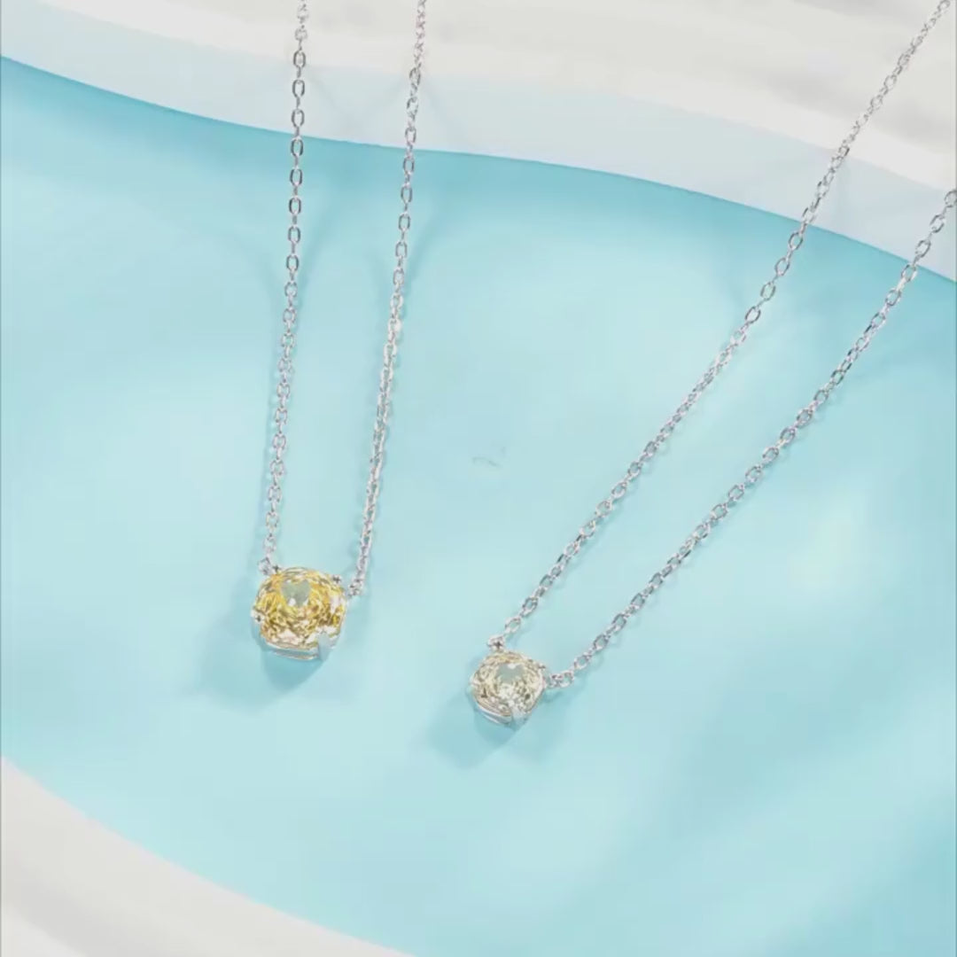 Solitaire Necklace | 925 Sterling Silver | Canary Rose-Cut | Prm2031