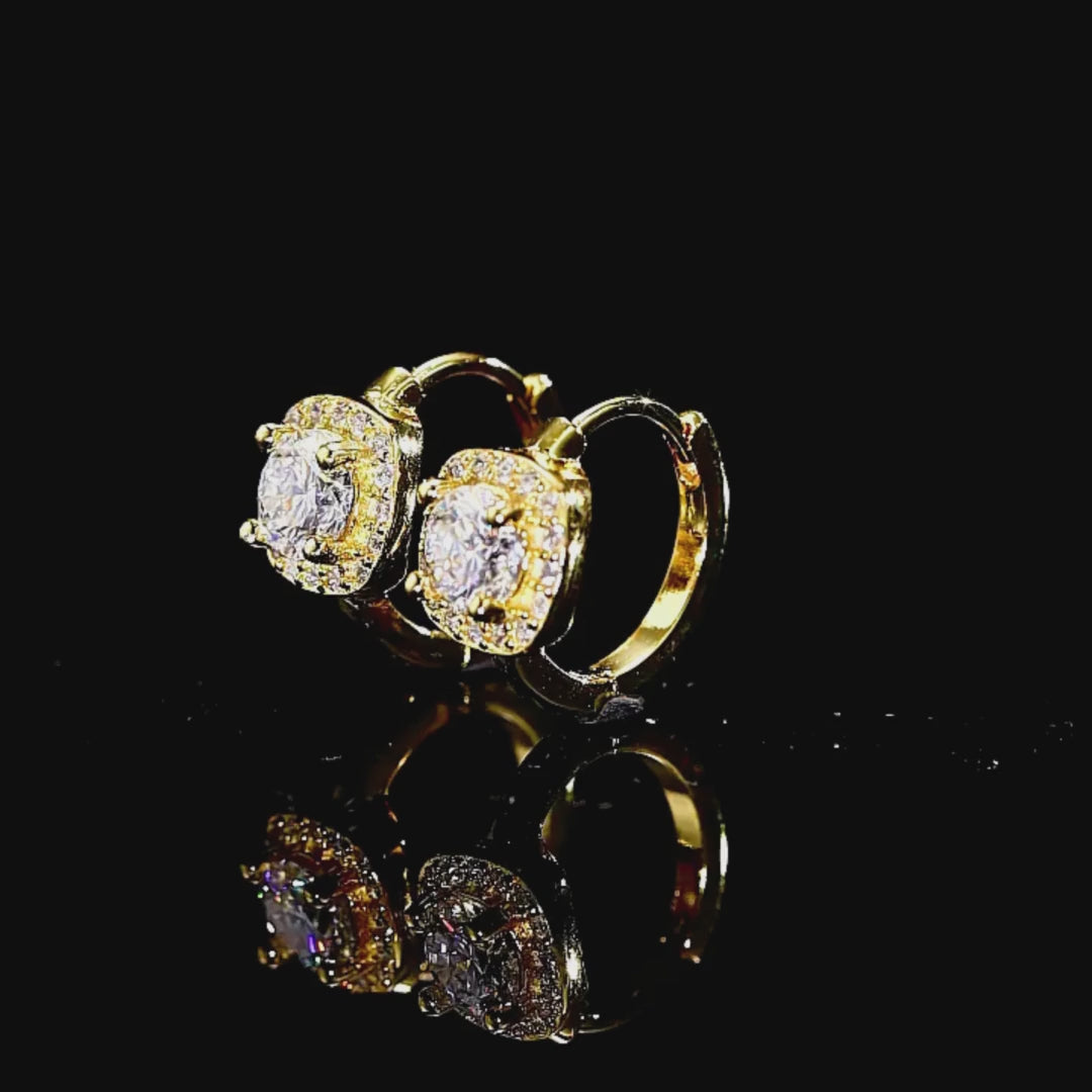 Prm8123: The Moissanite Cushion Halo Huggie Hoops