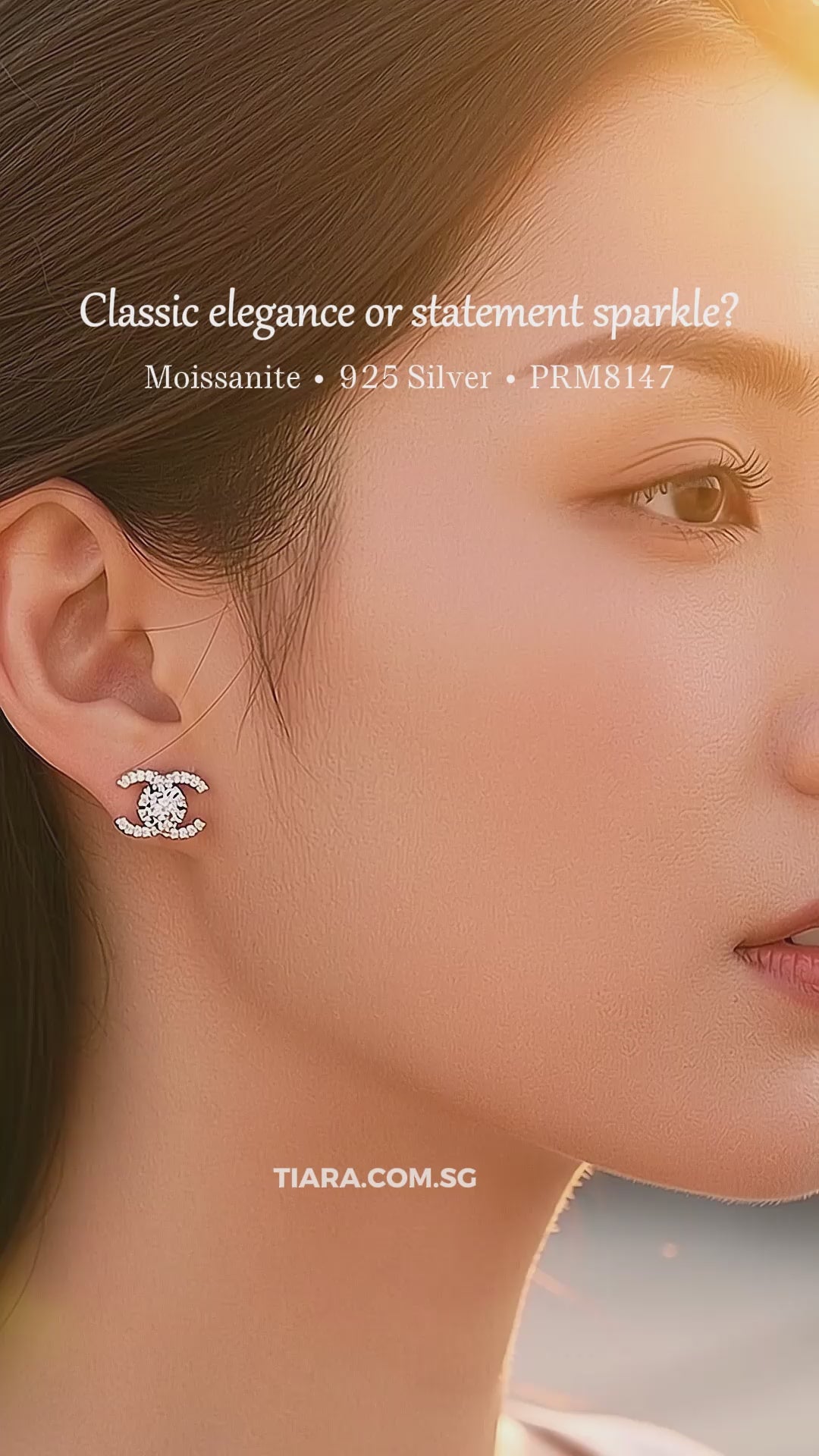 Iconic C-Halo Stud Earrings | Moissanite | 925 Sterling Silver | Prm8147