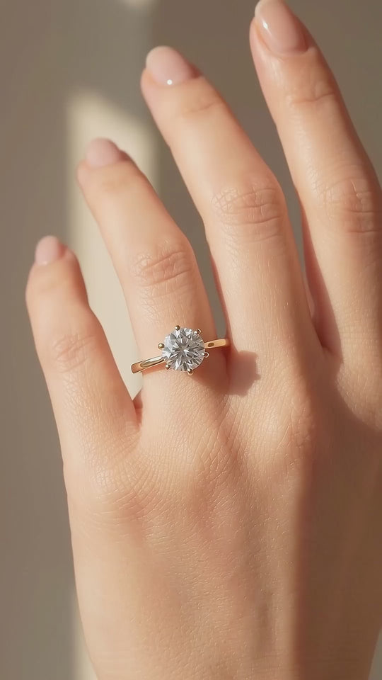 Round Solitaire Ring | Moissanite | 18K Gold Plated 925 Sterling Silver | Prm7164
