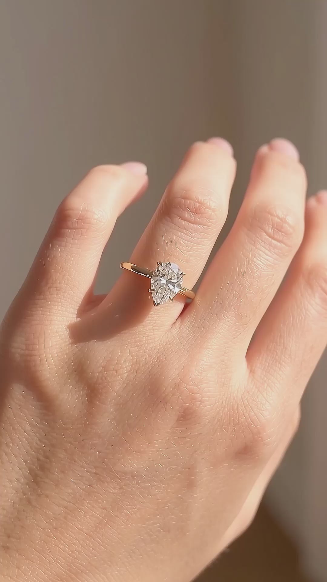 Pear Cut Moissanite Solitaire Gold Ring | 925 Sterling Silver | PRM7182