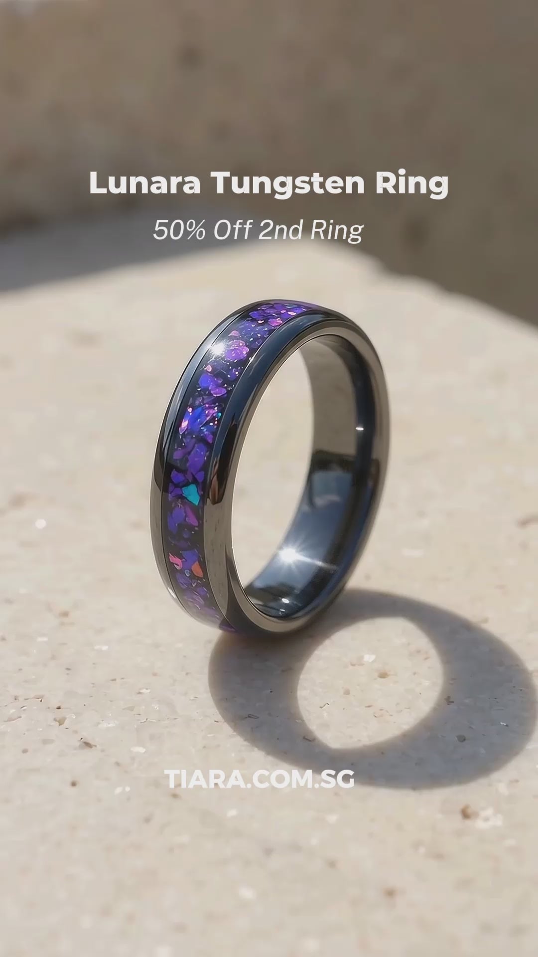 Lunara Purple Galaxy Black Tungsten Carbide Ring | Men&