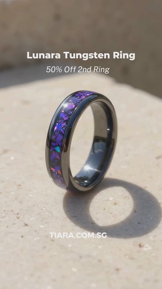Lunara Purple Galaxy Black Tungsten Carbide Ring | Men&