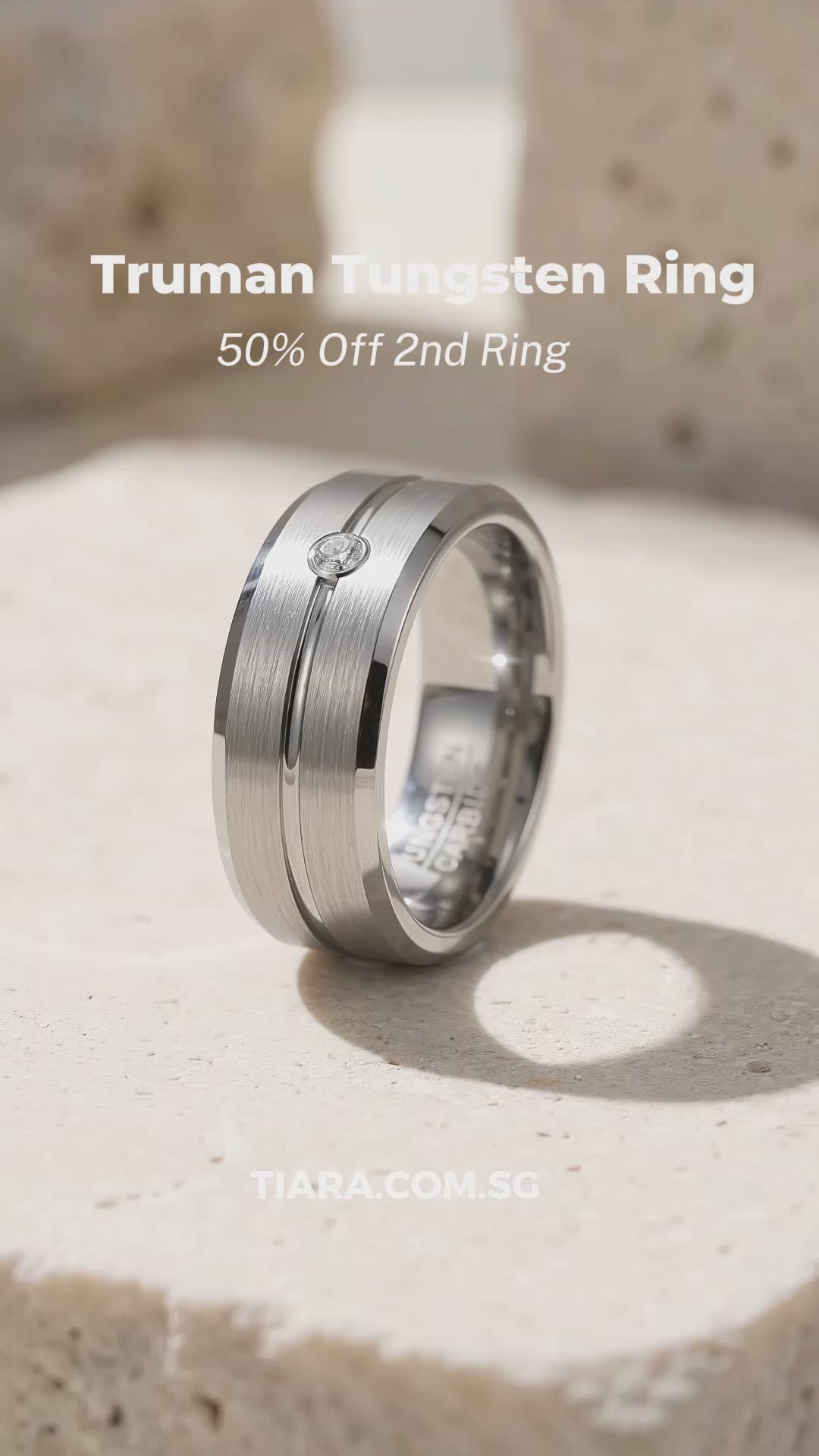 Truman Brushed Solitaire Tungsten Carbide Ring | Men&