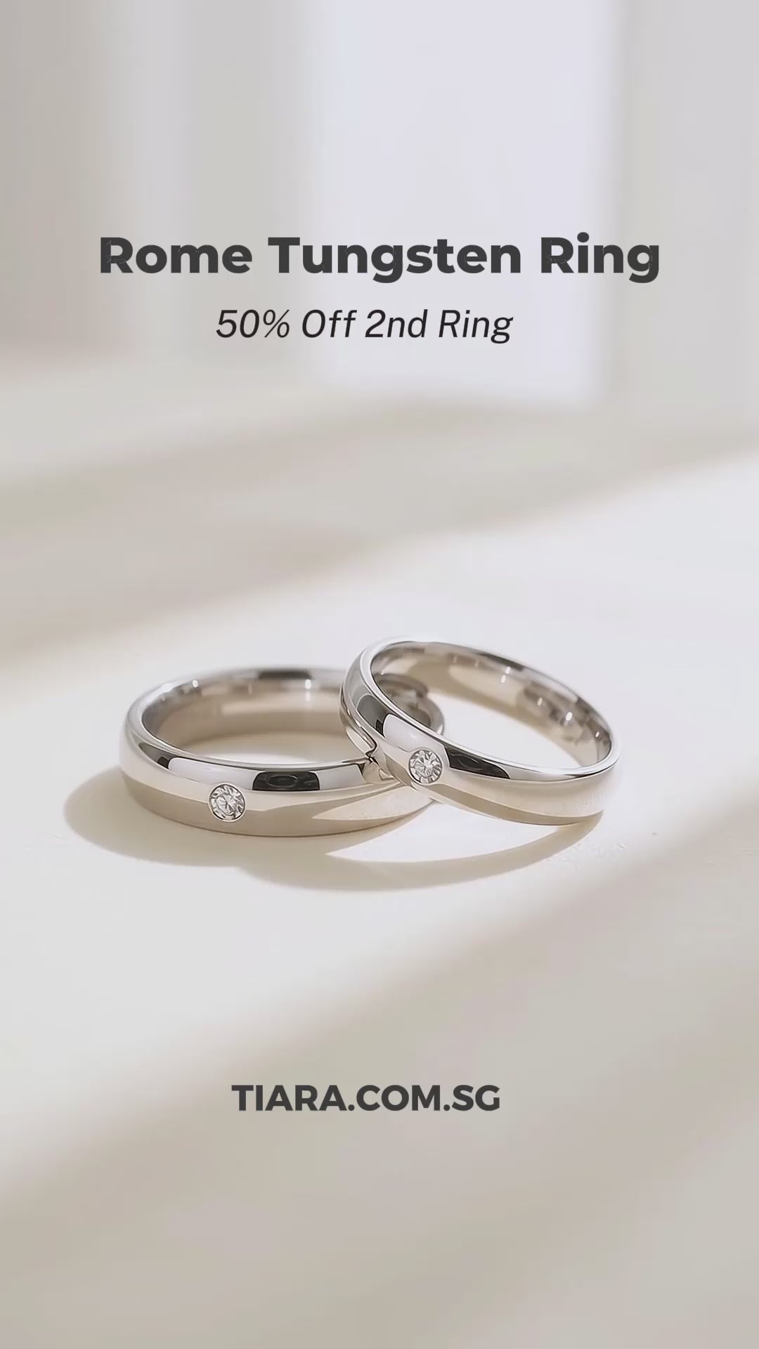 Rome | Tungsten Couple Rings | Silver Wedding Bands