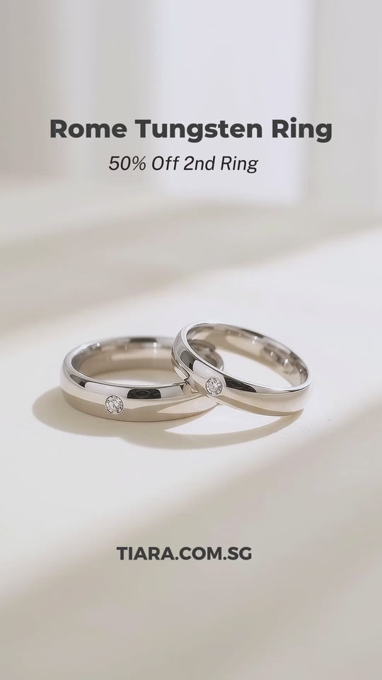 Rome | Tungsten Couple Rings | Silver Wedding Bands