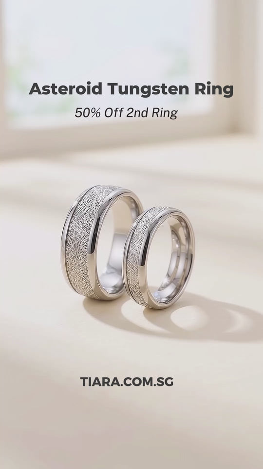 Asteroid | Tungsten Couple Rings | Silver Wedding Bands