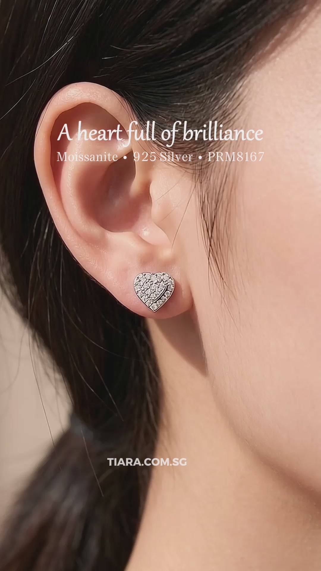 Moissanite Heart Stud Earrings | 925 Sterling Silver | PRM8167