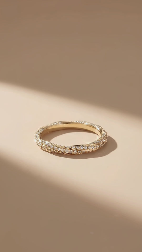 Twisted Moissanite Pavé Eternity Band Ring | 925 Sterling Silver | PRM5050