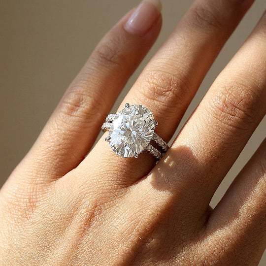 Oval-Cut Moissanite Engagement Ring Set of 2 | 925 Silver | PRM7201