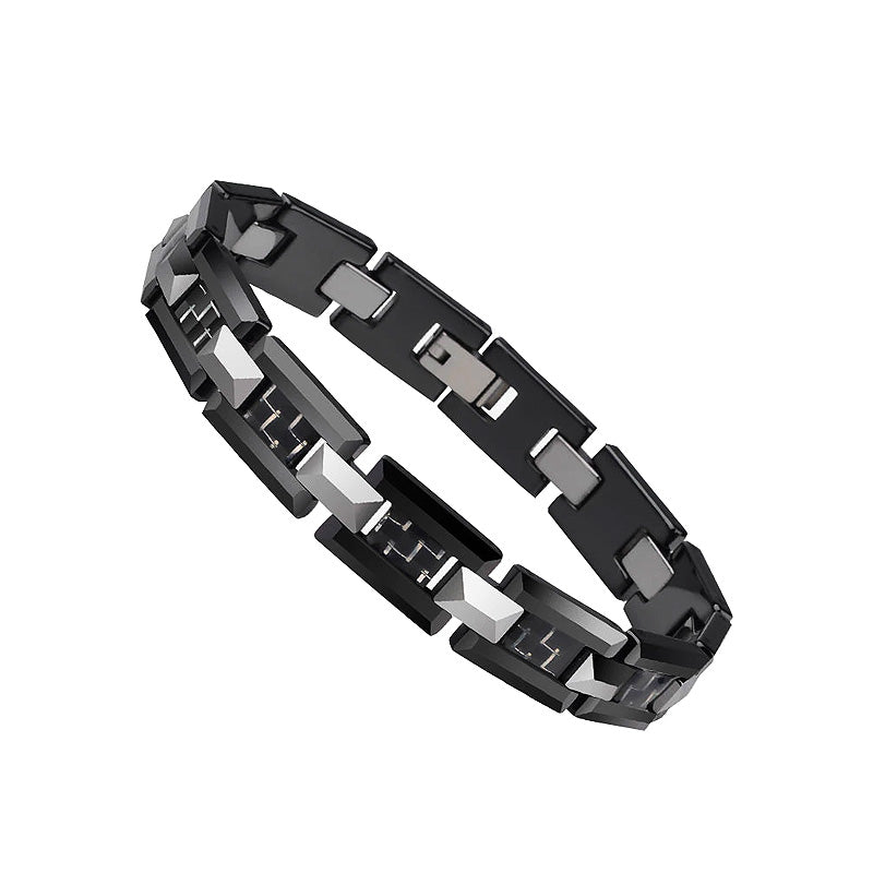 Black Ceramic and Tungsten Link Bracelet Tungsten Bracelets - Tiara.com.sg Singapore Jewelry & Bags