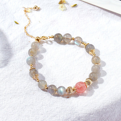 C104 - Moonstone and Strawberry Quartz Bracelet - Tiara.com.sg Singapore Jewelry & Bags