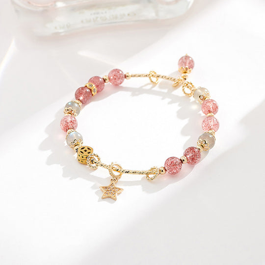 C110 - Strawberry Quartz Bracelet - Tiara.com.sg Singapore Jewelry & Bags