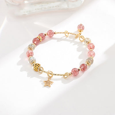 C110 - Strawberry Quartz Bracelet - Tiara.com.sg Singapore Jewelry & Bags