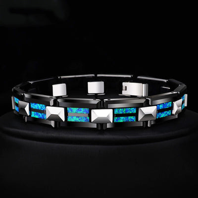 Ceramic & Opal Tungsten Bracelet Tungsten Bracelets - Tiara.com.sg Singapore Jewelry & Bags