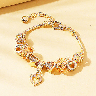 Luxe6100 - Peach Heart Charm Bracelet Bracelet - Tiara.com.sg Singapore Jewelry Shop