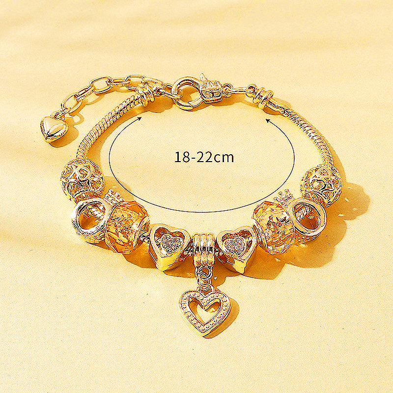 Luxe6100 - Peach Heart Charm Bracelet Bracelet - Tiara.com.sg Singapore Jewelry Shop