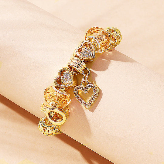 Luxe6100 - Peach Heart Charm Bracelet Bracelet - Tiara.com.sg Singapore Jewelry Shop