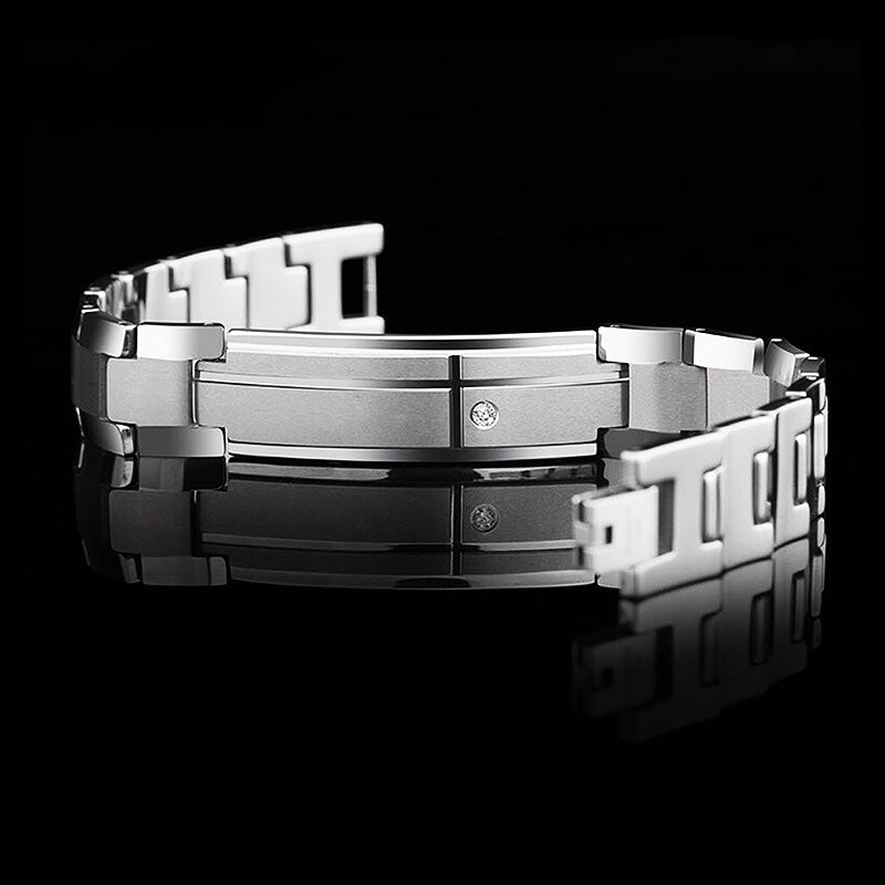 Silver Tungsten Link Chain Bracelet Tungsten Bracelets - Tiara.com.sg Singapore Jewelry Shop