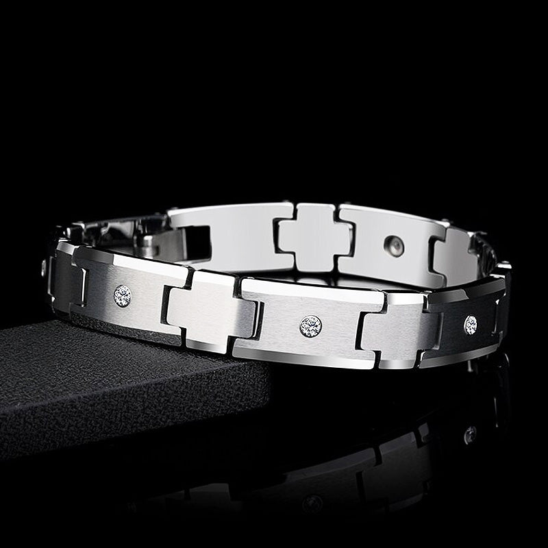 Tungsten Carbide Bracelet with Cubic Zirconia Tungsten Bracelets - Tiara.com.sg Singapore Jewelry Shop