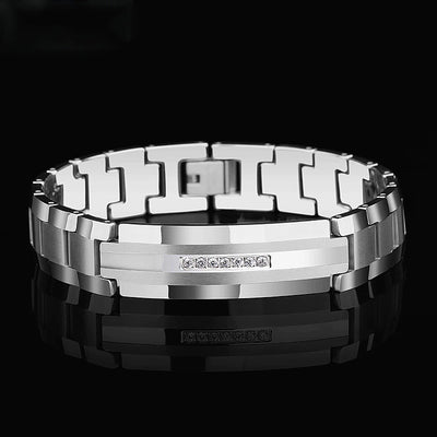 Tungsten Carbide Bracelet with Premium Cubic Zirconia Tungsten Bracelets - Tiara.com.sg Singapore Jewelry Shop